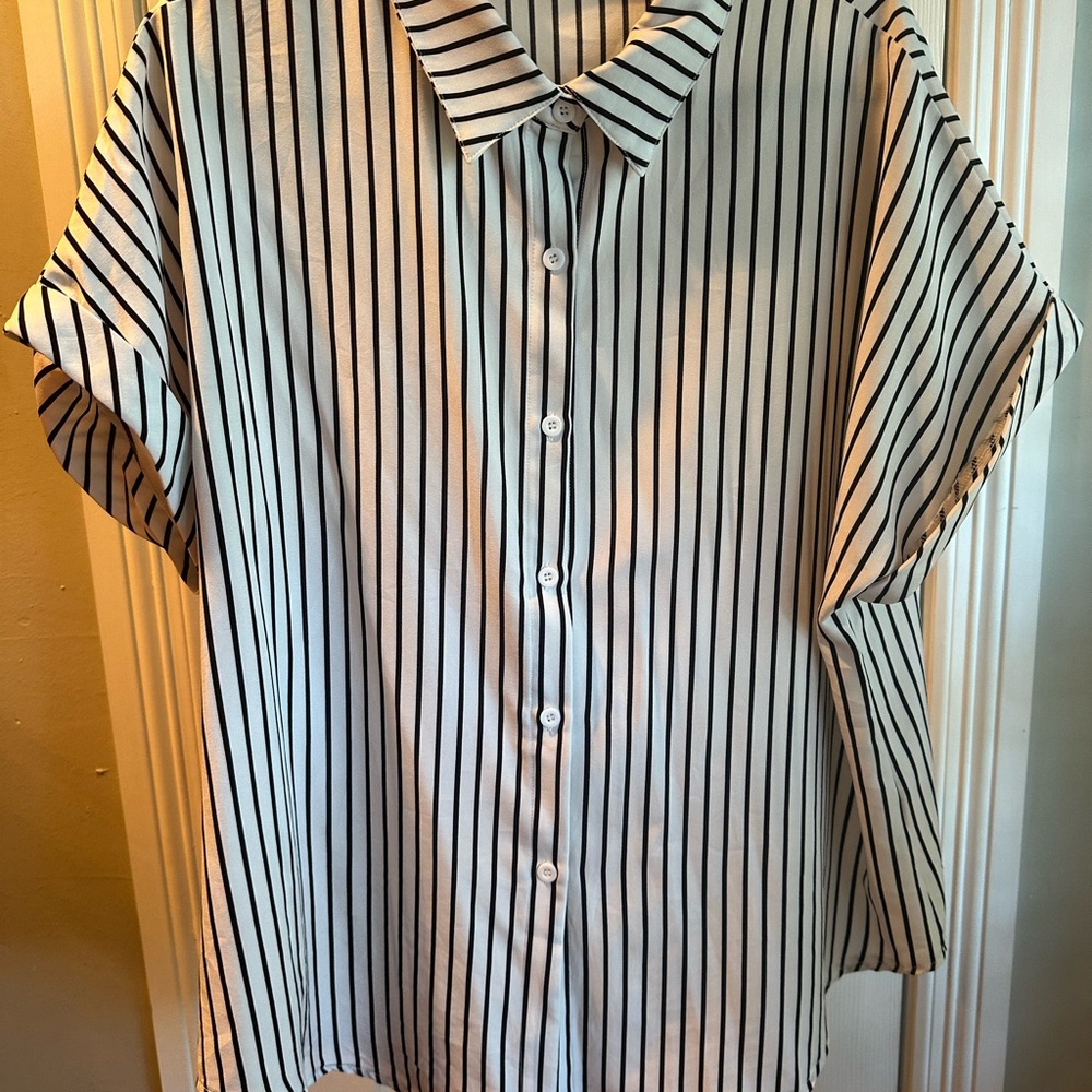Classic Black and White Striped Women’s Shirt